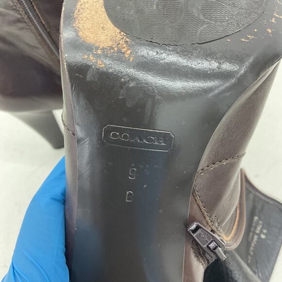 Coach Chelsea Boots Brown Leather Women's Size 9B Preowned - Picture 5 of 6